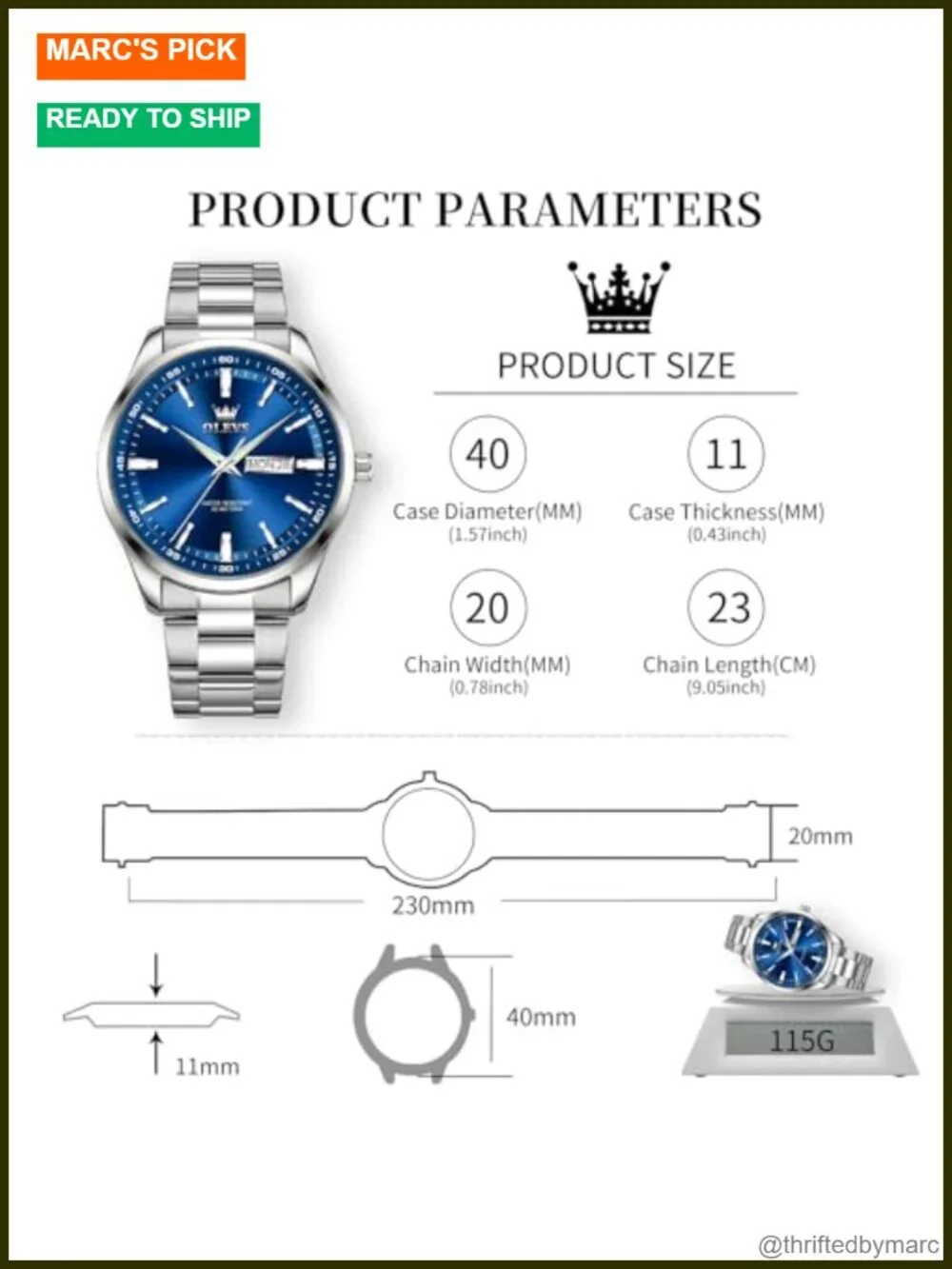 Waterproof Stainless Steel Quartz Watch with Date